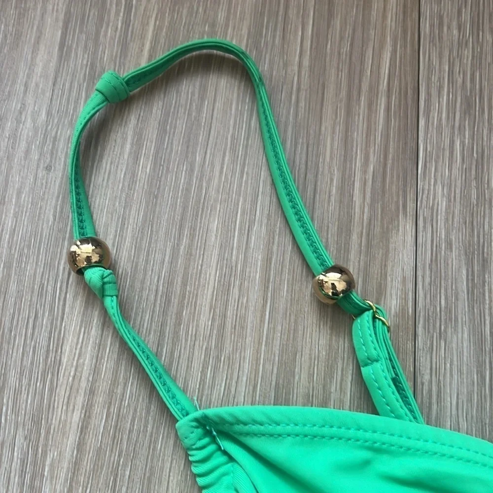 PrettyLittleThing Green Cut-Out One Piece Swimsuit